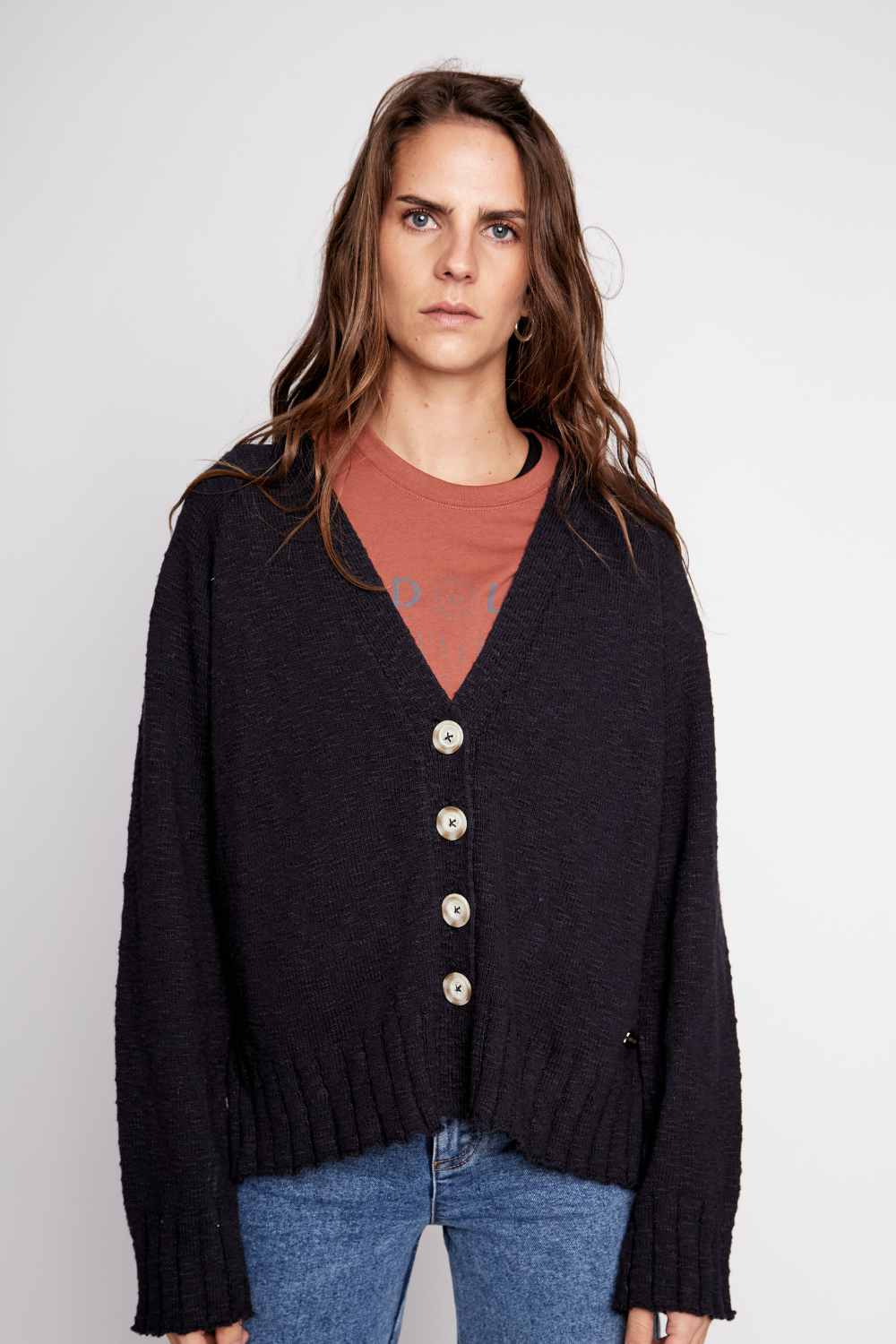 Cardigan Nola Orgánico Negro Mujer