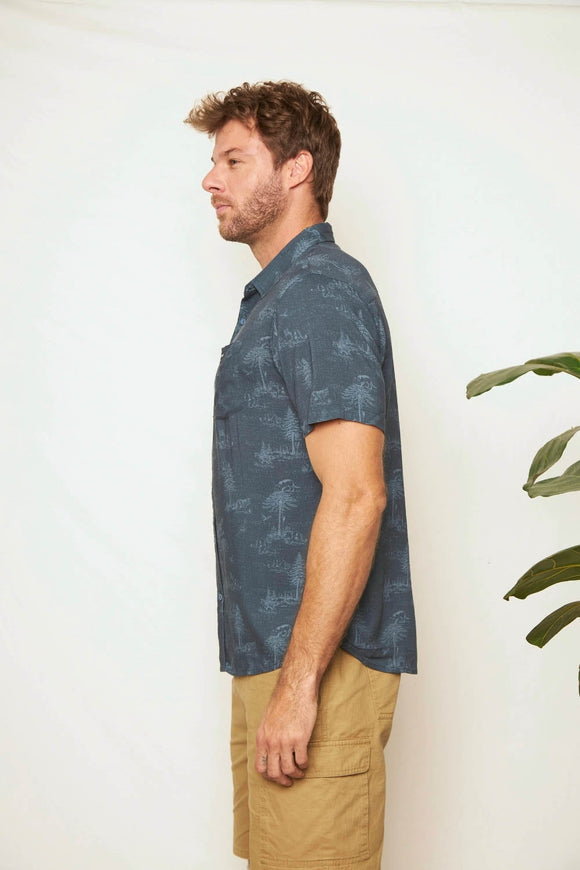 Camisa Mero Árboles Azul Hombre