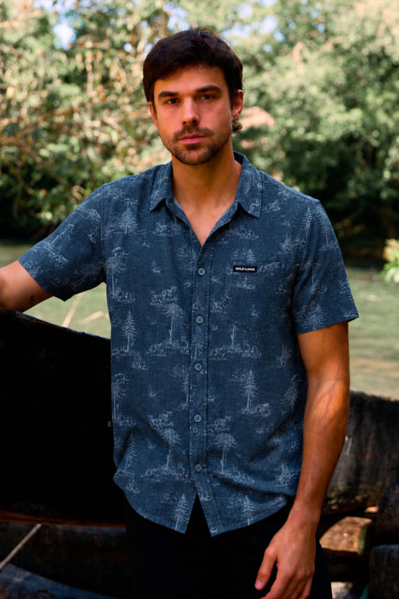 Camisa Mero Árboles Azul Hombre