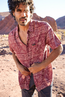 Camisa Mero Tribal Crudo Burdeo Hombre ECOVERO™-1