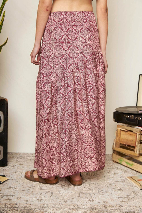 Falda Ina Print Burdeo Mujer