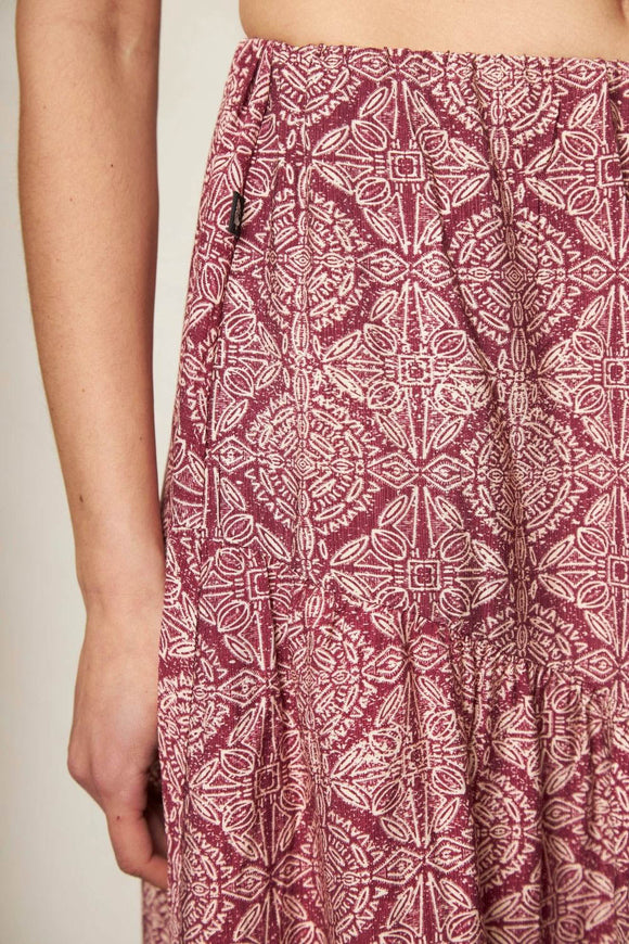 Falda Ina Print Burdeo Mujer