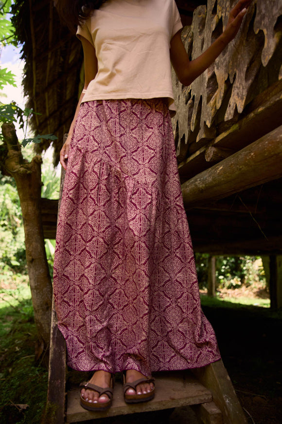 Falda Ina Print Burdeo Mujer