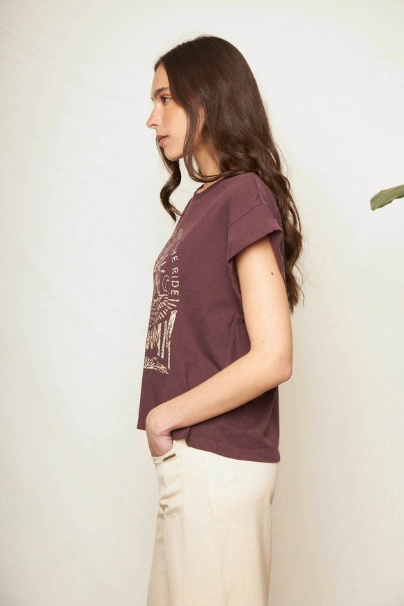 Polera Nirva Orgánica Burdeo Mujer