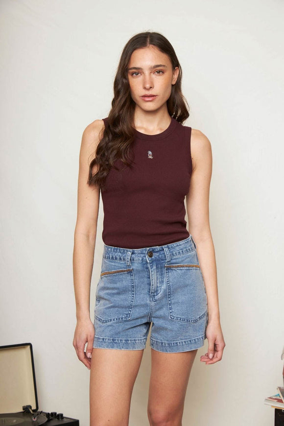Polera Popy Orgánica Burdeo Mujer