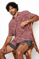 Camisa Mero Tribal Crudo Burdeo Hombre ECOVERO™-2