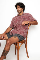 Camisa Mero Tribal Crudo Burdeo Hombre ECOVERO™-3