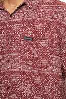 Camisa Mero Tribal Crudo Burdeo Hombre ECOVERO™-7