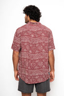 Camisa Mero Tribal Crudo Burdeo Hombre ECOVERO™-6