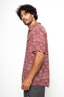 Camisa Mero Tribal Crudo Burdeo Hombre ECOVERO™-5