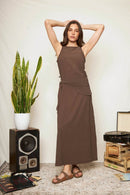Vestido Elba Reciclado Café Mujer-3