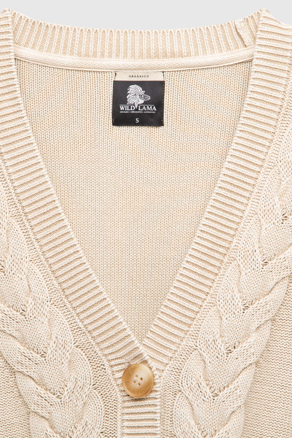 Cardigan Sani Orgánico Beige Mujer