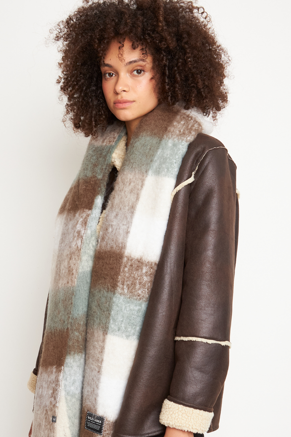 Bufanda Veru Reciclada Tartán Beige