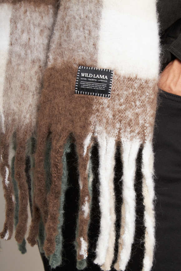 Bufanda Veru Reciclada Tartán Beige