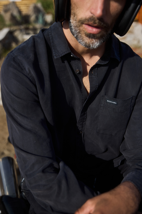 Camisa Jim Tencel Negra Hombre