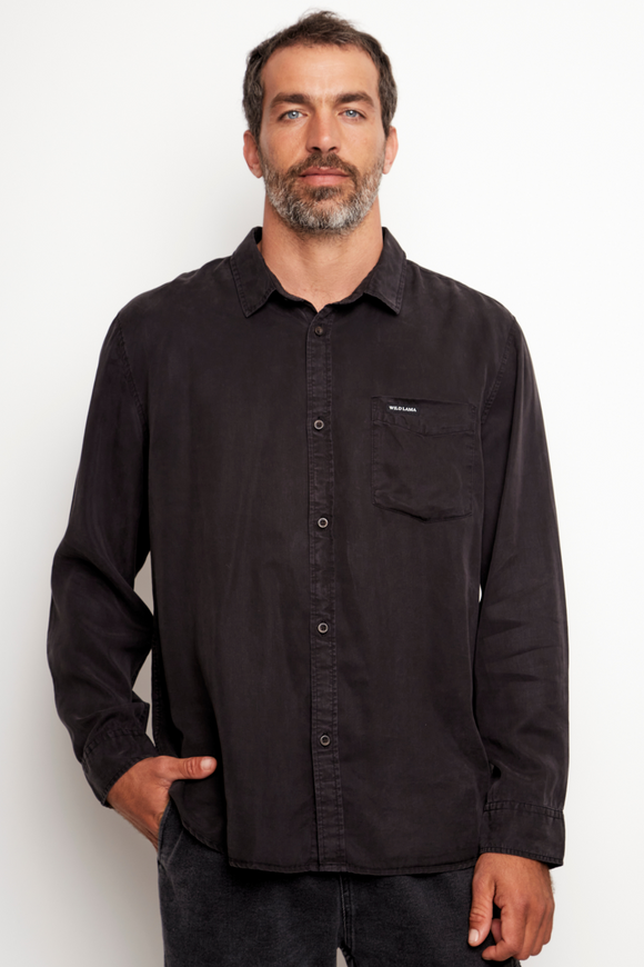 Camisa Jim Tencel Negra Hombre