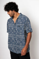 Camisa Mero Tribal Azul Hombre ECOVERO™-1
