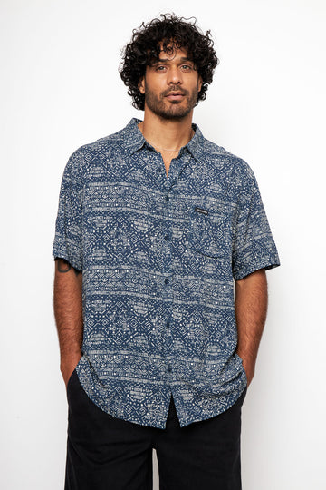 Camisa Mero Tribal Azul Hombre ECOVERO™ - 0