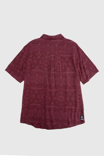 Guayabera Mero Tribal Burdeo Hombre ECOVERO™ - 0