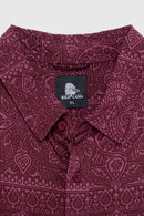 Guayabera Mero Tribal Burdeo Hombre ECOVERO™-3
