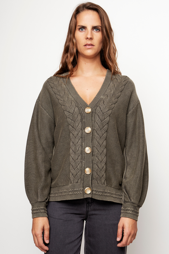 Cardigan Sani Orgánico Verde Mujer