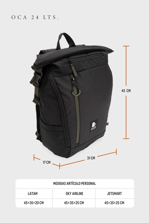Mochila Travel Oca Reciclada Negra 24L.