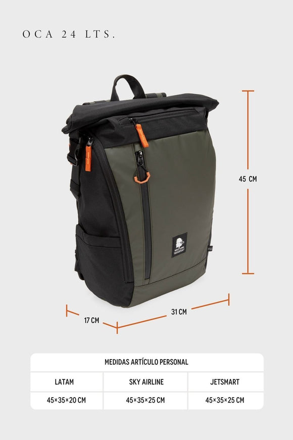 Mochila Travel Oca Reciclada Verde 24L.