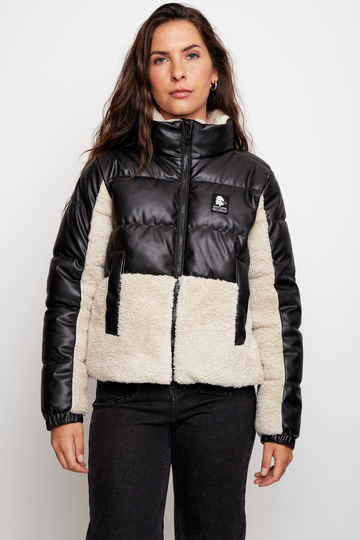 Parka Tala Reciclada Negro y Beige Mujer - 0