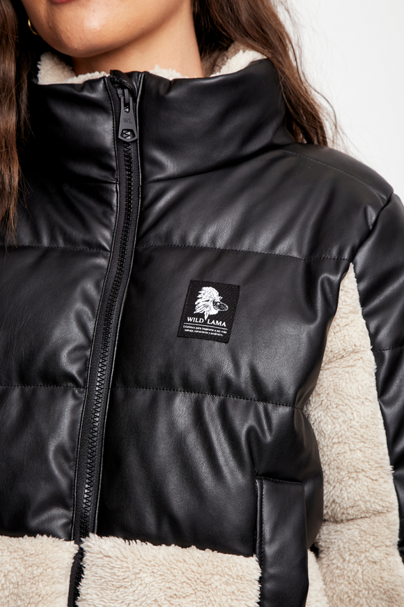 Parka Tala Reciclada Negro y Beige Mujer