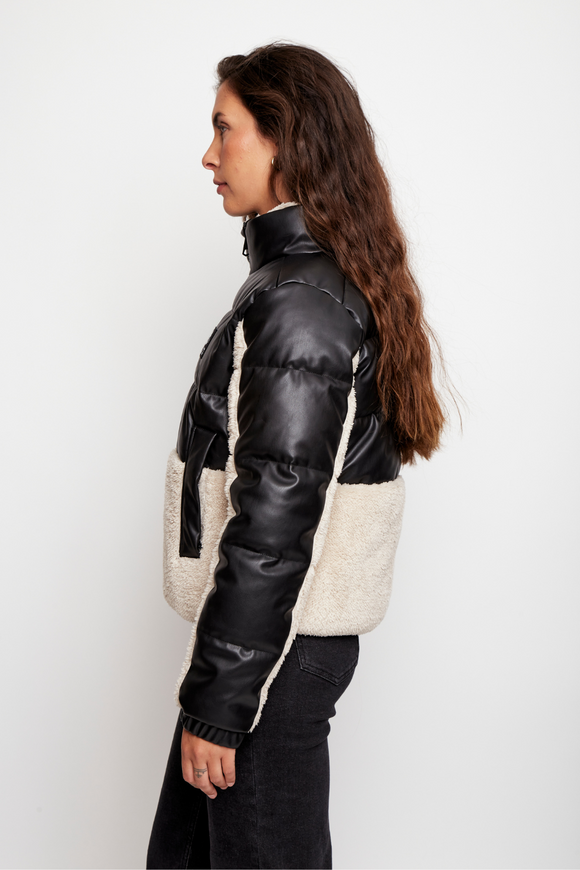 Parka Tala Reciclada Negro y Beige Mujer