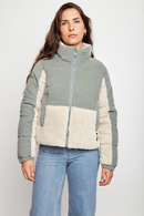 Parka Tala Reciclada Verde y Beige Mujer-2