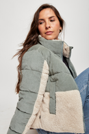 Parka Tala Reciclada Verde y Beige Mujer-1