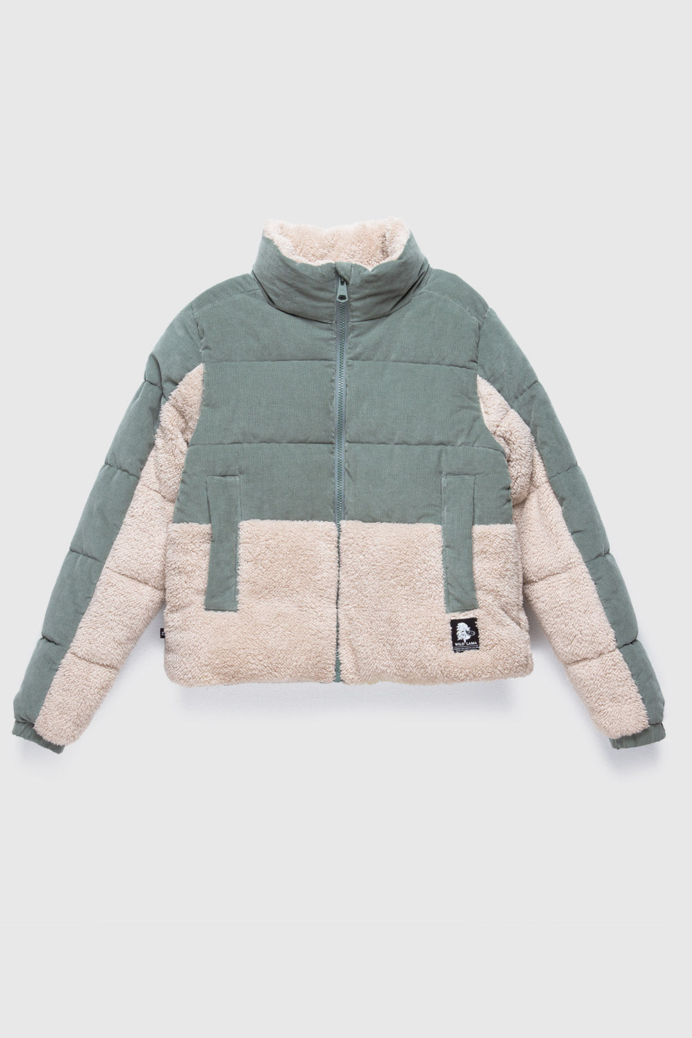 Parka Tala Reciclada Verde y Beige Mujer