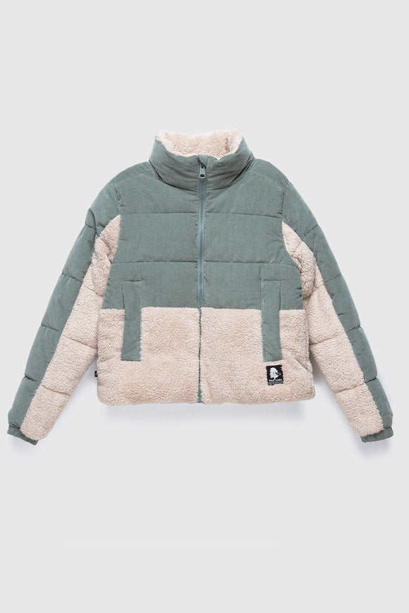 Parka Tala Reciclada Verde y Beige Mujer