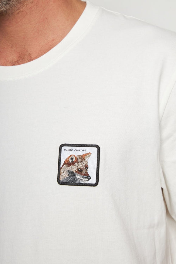 Polera Bat Parche Orgánica Zorro Blanco Hombre
