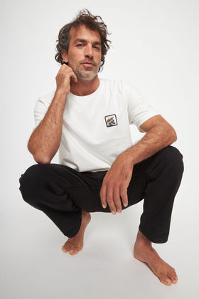 Polera Bat Parche Orgánica Zorro Blanco Hombre