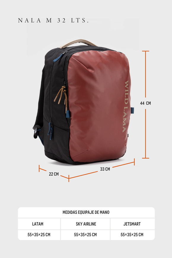 Mochila Travel Nala M Reciclada Burdeo 32L.