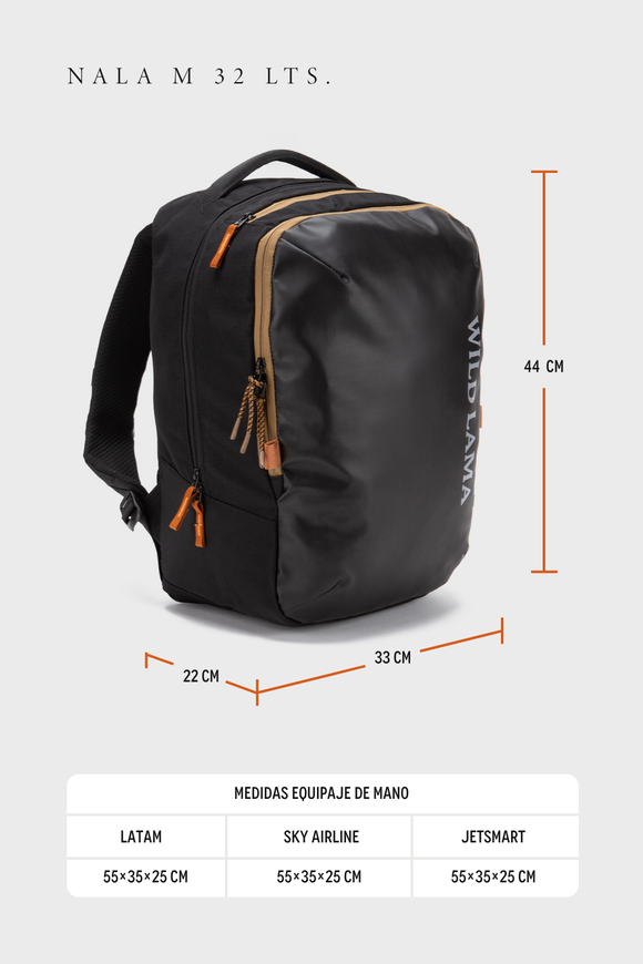 Mochila Travel Nala M Reciclada Negra 32L.