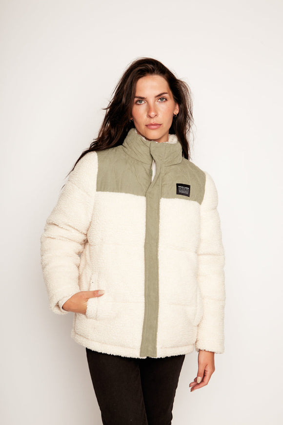 Parka Puffa Teddy Reciclada Beige Mujer