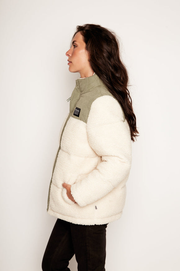 Parka Puffa Teddy Reciclada Beige Mujer