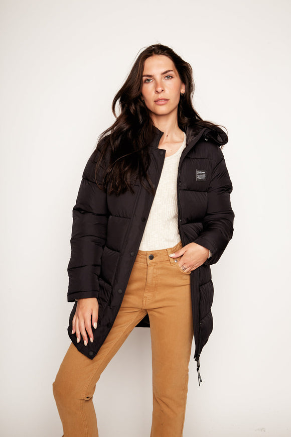 Parka Super Essential Puffa Reciclada Negra Mujer