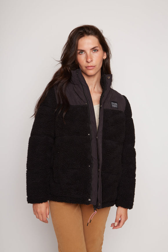 Parka Puffa Teddy Reciclada Negra Mujer