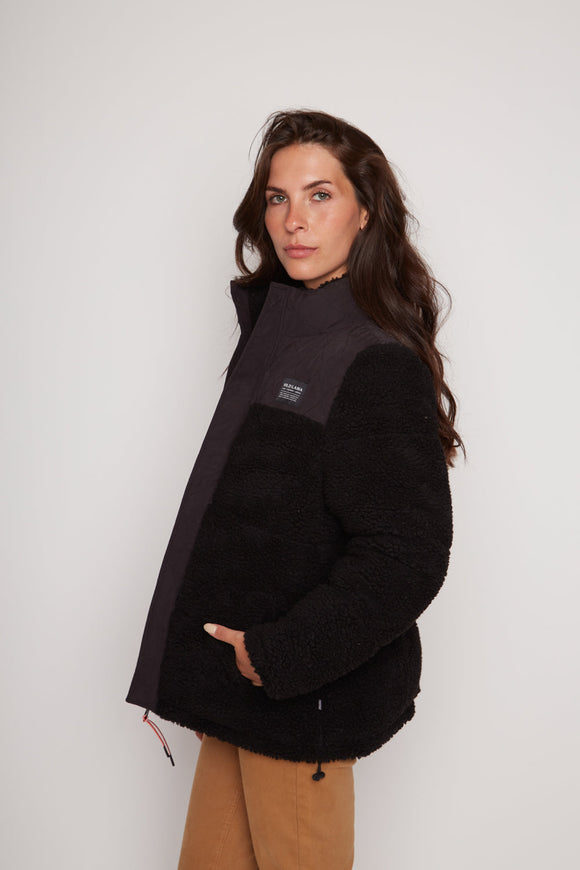 Parka Puffa Teddy Reciclada Negra Mujer