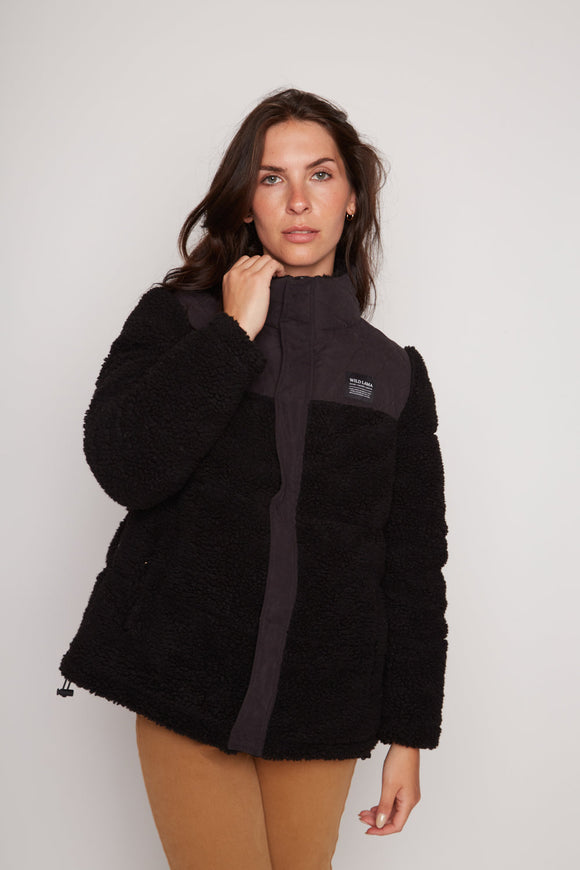 Parka Puffa Teddy Reciclada Negra Mujer