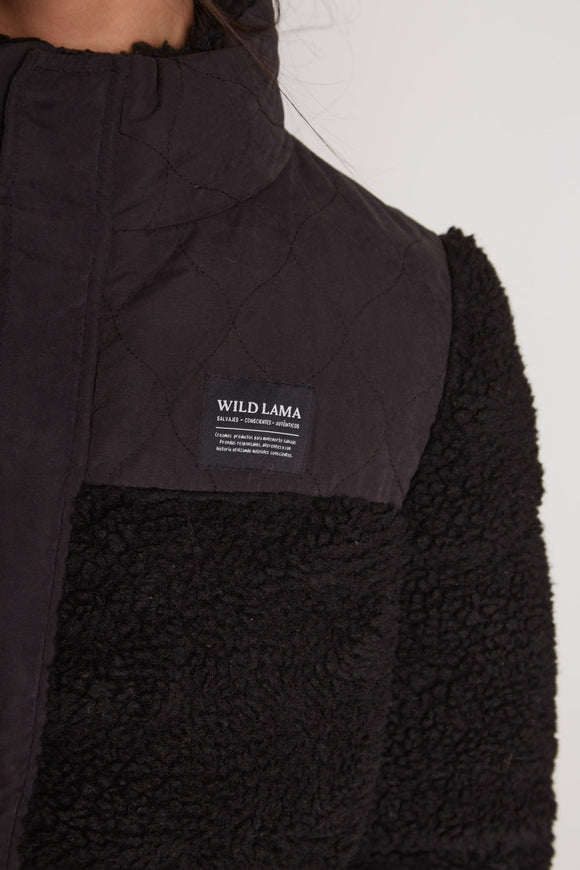 Parka Puffa Teddy Reciclada Negra Mujer