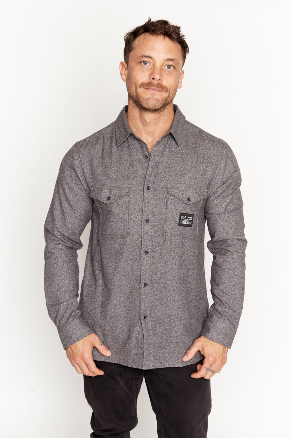 Camisa Cedro Orgánica Gris Oscuro Hombre